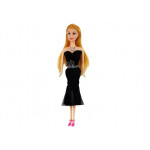 Bábika s dlhými vlasmi 28 cm + šatník a bižutéria - čierna